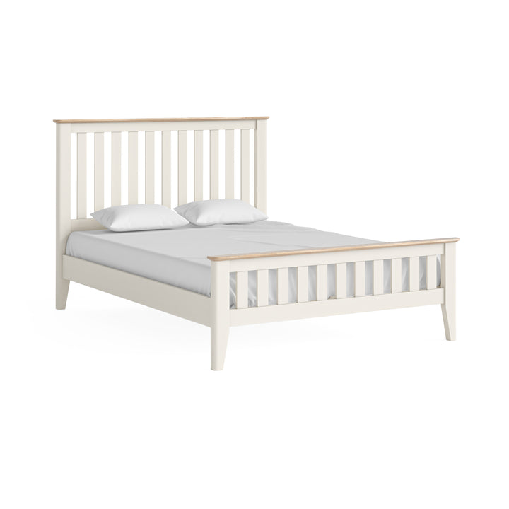 Devon 4'6 Slatted Bed - Coconut White