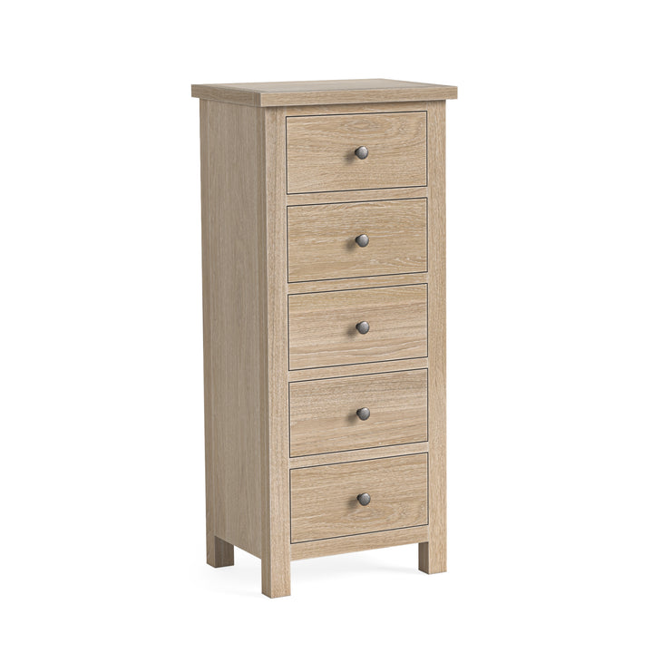 Modern Country 5 Drawer Tall Chest - Oak