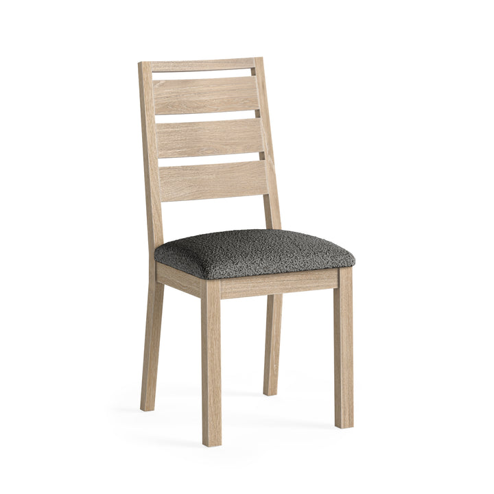 Modern Country Dining Chair (Bouncle Grey) - Oak