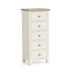 Modern Country 5 Drawer Tall Chest - Coconut White