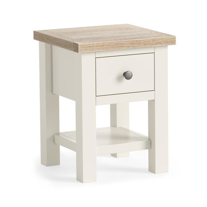 Modern Country Lamp Table With Shelf - Coconut White