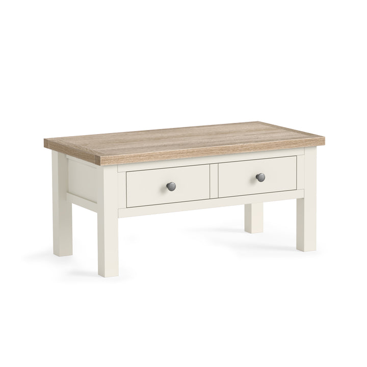 Modern Country Coffee Table With Drawer - Coconut White