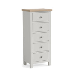 Modern Country 5 Drawer Tall Chest - Stone Grey