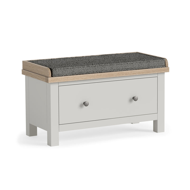 Modern Country Hallway Bench With Drawer - Stone Grey