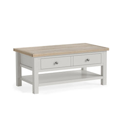 Modern Country Coffee Table With Shelf - Stone Grey