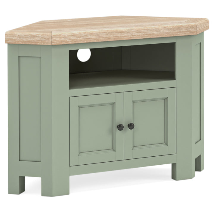 Salcombe Corner TV Unit With 2 Doors - Sage