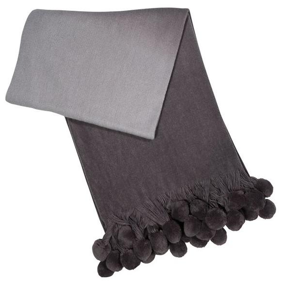 Malini Vienna Grey Ombre Pom Pom Throw